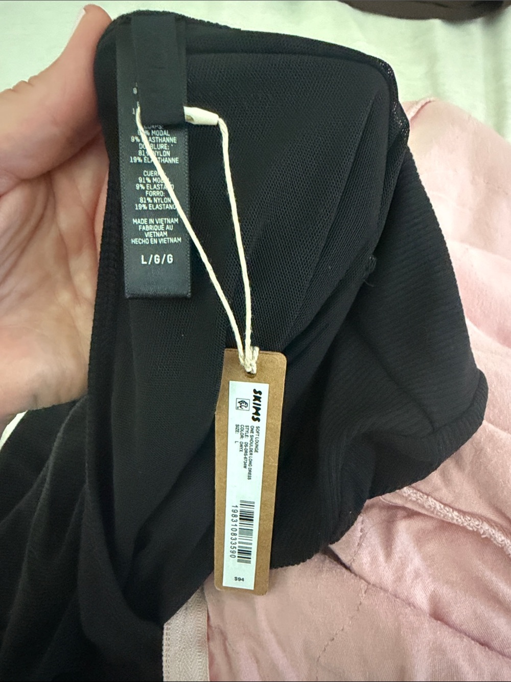 SKIMS One-Shoulder Long Black Dress - Picture 3 of 3